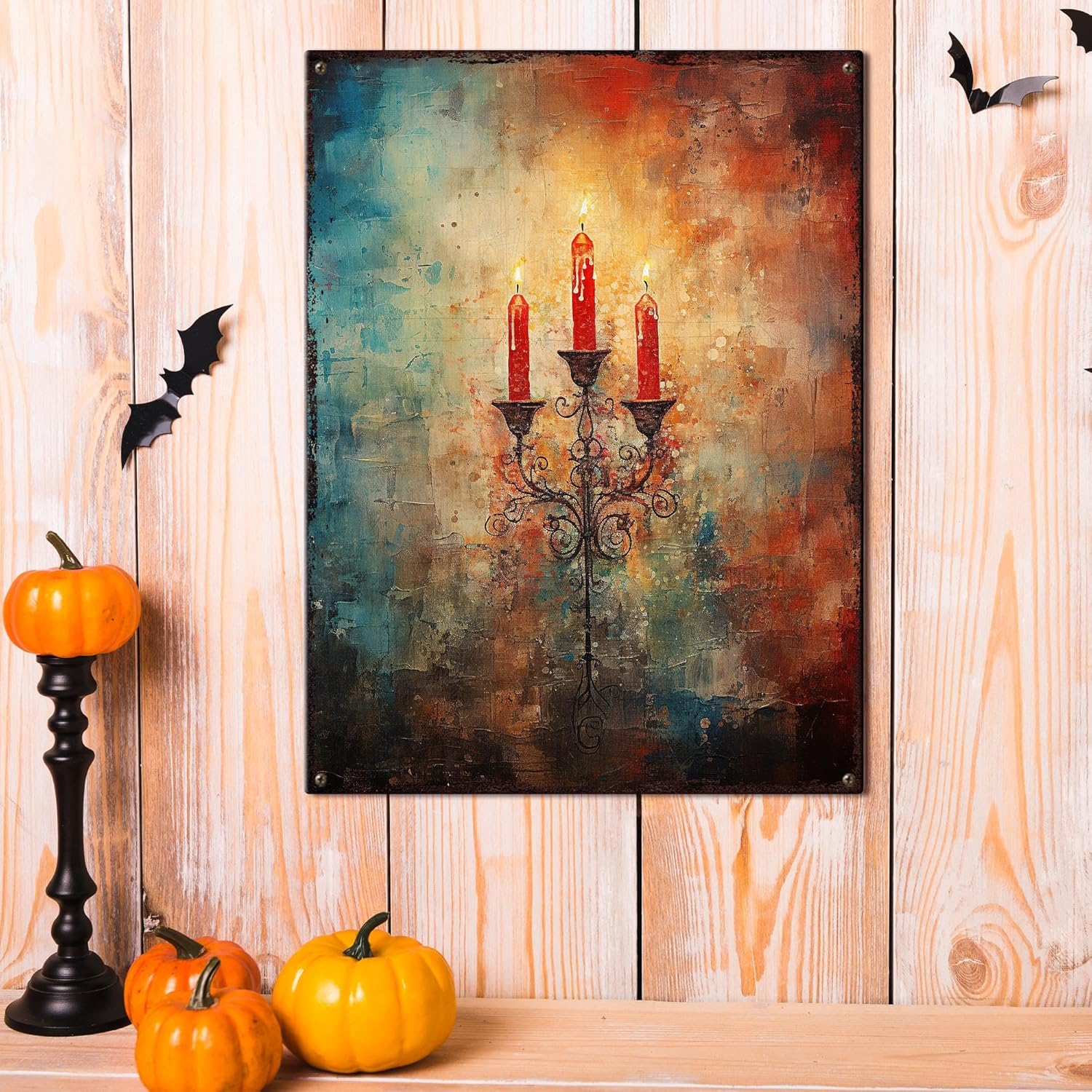 Gothic Candles Halloween Metal Sign 118x157 Inches 1